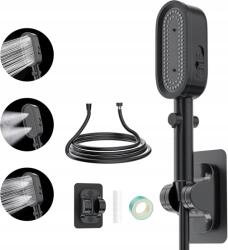  Zuhanyfej 1, 5 méteres tömlővel, különböző funkciókkal, fekete szett tartóval (X001XCQMBD)