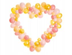 Party Deco Léggömb girland, szív alakú, rózsaszín, 160cm, Valentin Nap