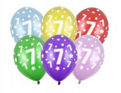Party Deco Lufik, 30cm, 7th Birthday, Metallic Mix, 50db/csomag