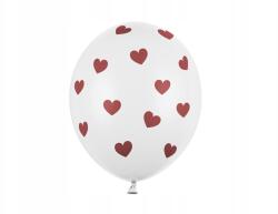 Party Deco Lufik, 30cm, Szívecskék, pasztell pure white, 6db
