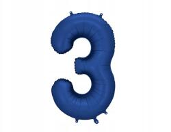 Party Deco Fólia lufi, 86cm, sötétkék, szám 3, héliummal is fújható