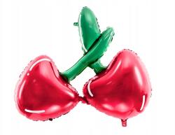 Party Deco Fólia lufi, cseresznye, 88×73cm, piros, zöld nyomattal