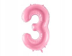 Party Deco Fólia lufi ''3'', 86cm, rózsaszín