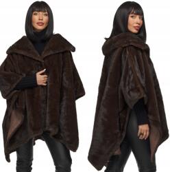 DEMUR Poncsó, női, téli, szőrme, csokoládé, 100% poliészter (ciepłe poncza płaszcze damskie na zimę zimowe)