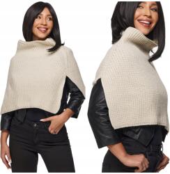 DEMUR Női poncsó garbóval, meleg kötött, univerzális méret (poncza etole bolerka swetry damskie)