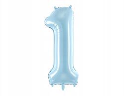 Party Deco Fólia lufi "1", Size 86cm, világoskék, héliummal is