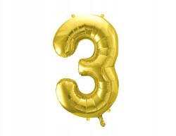 Party Deco Fólia lufi "3", 72cm, világos arany
