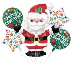Jix Karácsonyi lufi szett Mikulás, 5db-os, fólia, többszínű