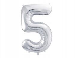 Party Deco Fólia lufi "5", Size 86cm, ezüst