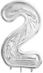 Party Deco Forma "2", 126cm, ezüst fényes, latex lufikhoz