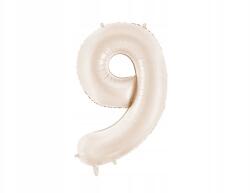 Party Deco Fólia lufi "9", 86cm, világos bézs
