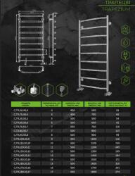  Radiator de baie din Inox Trapezium P 11 500x1200