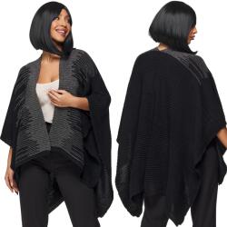 DEMUR Női Poncsó Ágytakaró boleró, elegáns kötött, fekete (poncza etole bolerka damskie do sukienki)
