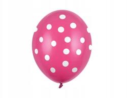 Party Deco Lufik, 30cm, pöttyös, Pastel Hot Pink, 6 db