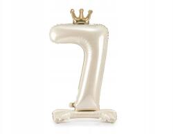 Party Deco Álló fólia lufi, Size 33", világos krém, számmal 7