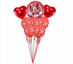  Minnie egér pöttyös lufi csokor, 8 db, fólia és latex lufik