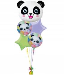  Lufi csokor Panda, 5db, fóliás, héliummal, party