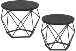 VASAGLE Modern geometrikus dohányzóasztal szett fekete acélvázzal (LET040B22V1)