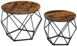 VASAGLE Geometrikus dohányzóasztal szett rusztikus fa és fekete fém vázzal LET040B01V2