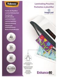 Fellowes Meleglamináló fólia, 80 mikron, A5, fényes, 25 db, FELLOWES (IFW53960) - irodasziget