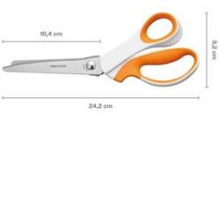 Fiskars Olló, cikkcakk, 24, 2 cm, FISKARS "SoftGrip", fehér/narancssárga (IF1070024)