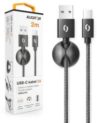 Aligator cablu de date PREMIUM 2A, USB-C, lungime 2 m, negru (DATKP26)