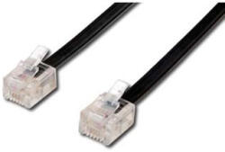  Cablu telefonic cu 4 fire, RJ11 mascul - RJ11 mascul, 3 m, negru, pentru modem ADSL, economic, SUPPLY