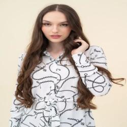 BUDMIL Hosszított blúz Női S fehér-fekete 20770068-001242-0299