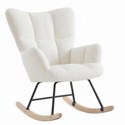 VASHOME Hintaszék, relaxációs szék plüss szövet kárpitozással, fehér színű (VH-LYY988W)