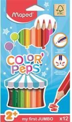 Maped Színes ceruza készlet, háromszögletű, vastag, MAPED "Jumbo", 12 különböző szín (834010FC) - nyomtassingyen