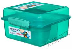 Sistema Háromrekeszes ételtároló doboz + joghurt tartó, dupla fedél, 2 l, zöld