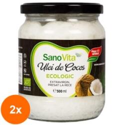 SanoVita Set 2 x Ulei de Cocos Extravirgin Ecologic, Presat la Rece, Sanovita, 500 ml