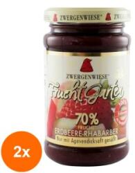 ZWERGENWIESE Set 2 x Gem BIO de Capsuni si Rubarba, Indulcit cu Sirop de Agave, 225 g, Zwergenwiese