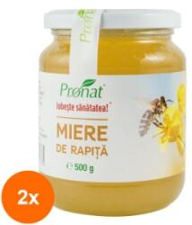 Pronat Glass Pack Set 2 x Miere de Rapita, 500 g, Pronat