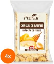 Pronat Foil Pack Set 4 x Chipsuri de Banane cu Miere, 100 g