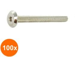 Rocast Set 100 x Surub Filet M6 Cap Bombat Locas Inbus Sw4 Otel Zincat-L 90 (COR-100xVR.7410.15S)
