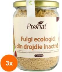 Pronat Glass Pack Set 3 x Fulgi BIO din Drojdie Nutritiva, Inactiva, 150 g, Pronat
