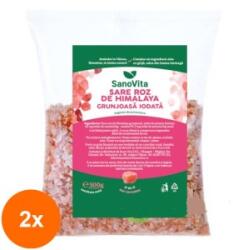 SanoVita Set 2 x Sare Roz de Himalaya Grunjoasa Iodata, Sanovita, 500 g