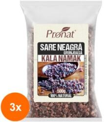 Pronat Foil Pack Set 3 x Sare Neiodata Neagra Grunjoasa Kala Namak, 500 g