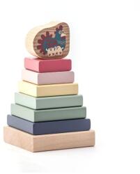 Cubika Pastel 15894 Piramidă colorată cu găinușă - puzzle din lemn 8 piese (MA1-15894)