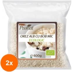 Pronat Foil Pack Set 2 x Orez Alb BIO cu Bob Mic, 600 g, Pronat