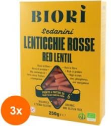 Molino Andriani Set 3 x Sedanini BIO din Linte Rosie, 250 g, Biori
