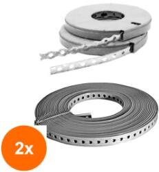 Ranit Set 2 x Banda Montaj Otel Zincat Role 10m Caseta PVC-17x0.8 mm (COR-2xE023401708S)
