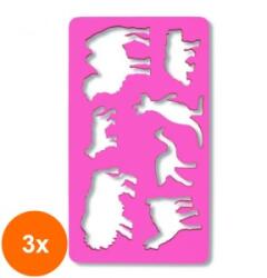 KOH-I-NOOR Set 3 x Sablon Mic cu 7 Animale Salbatice, 2 x 120 x 210 mm (HOK-3xKH-K749 058)