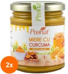 Pronat Glass Pack Set 2 x Miere cu Curcuma, 220 g, Pronat