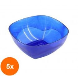 Sterk Plast Set 5 x Bol de Cristal, Forma Patrata, Capacitate 0.7 l, Sterk Plast (CLE-5xELC-SK-BCP1) Castron