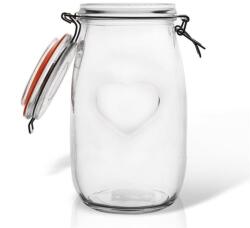 Orion Üveg, Orion, 1, 5 L, 11, 5x11, 5x22 cm, Üveg, Légmentesen záródó gumitömítéssel, Szív alakú dombornyomott minta, Átlátszó (126467)