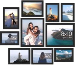 MACVI Colaj 10 képkeret Macvi®, fekete, prémium anyag, klasszikus és tartós design, vegyes méretek a kreatív elrendezésekhez, elegáns fali dekoráció (MCV-02272)