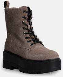 Calvin Klein Jeans munkabakancs bőrből FLATFORM ZIP LACEUP MG S - barna Női 40