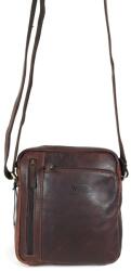 WILD aszimmetrikus előzsebes barna zsíros bőr közepes válltáska 27 cmW-762 - taskaweb